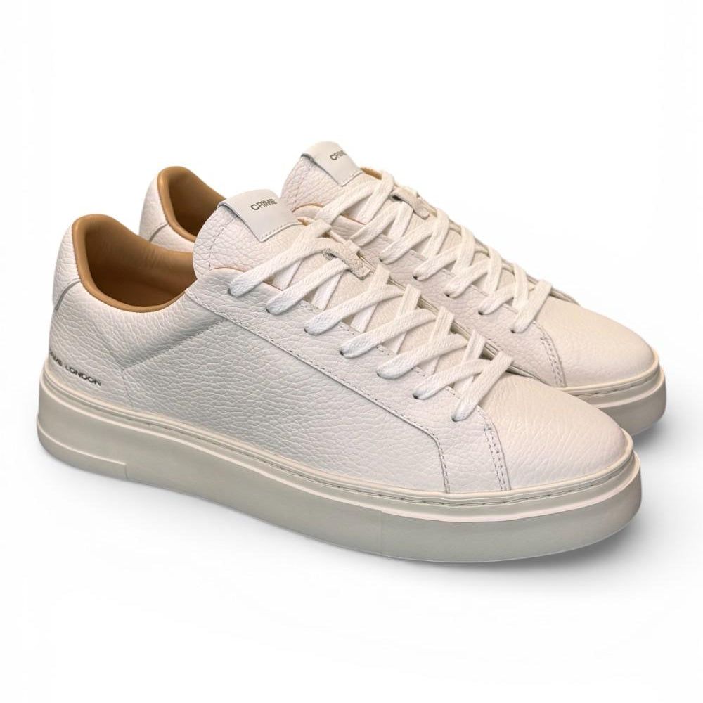Sneaker pelle martellata bianca XL Crime London 