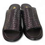 Ciabatta pelle nera tacco Janet & Janet 