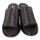 Ciabatta pelle nera tacco Janet & Janet 