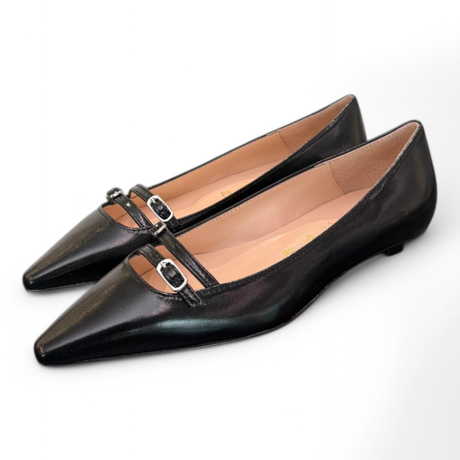 Ballerina cintino pelle nera flat Les Autres<BR/> 
