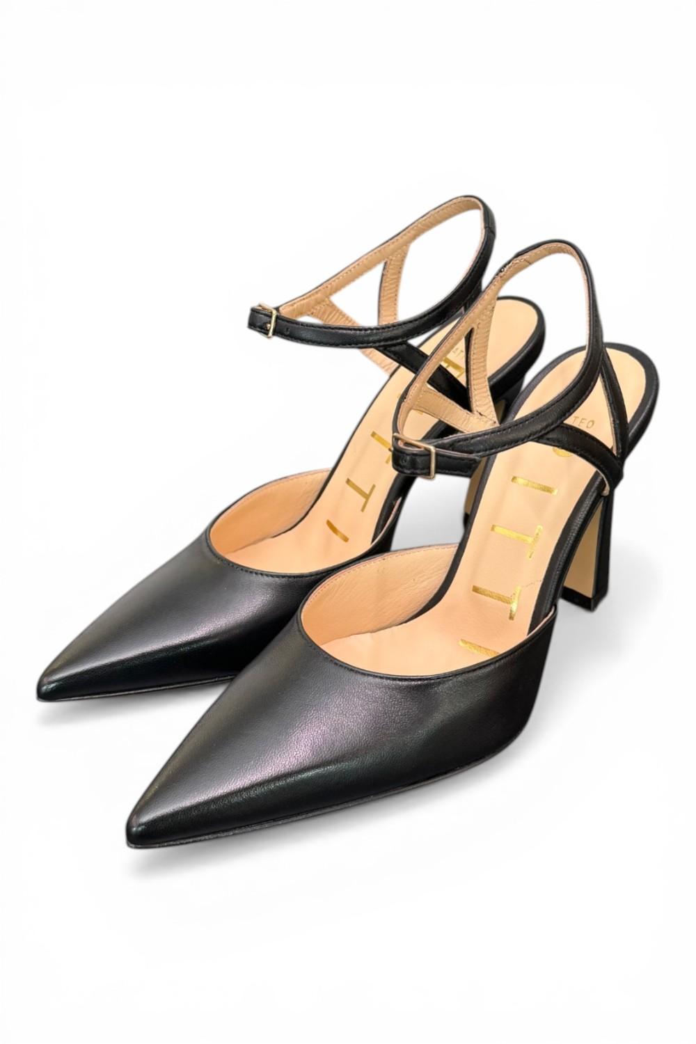 Slingback cintino pelle nera Matteo Pitti 