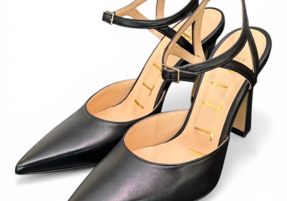 Slingback cintino pelle nera Matteo Pitti 