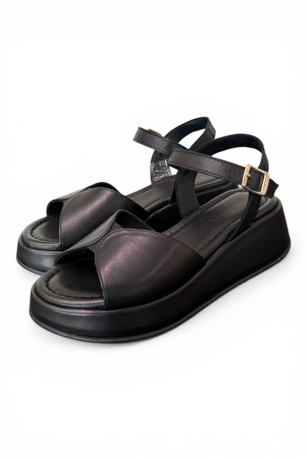 Sandalo fascia pelle nera Z50 Frau 