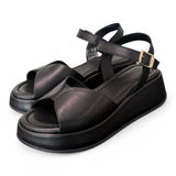 Sandalo fascia pelle nera Z50 Frau 