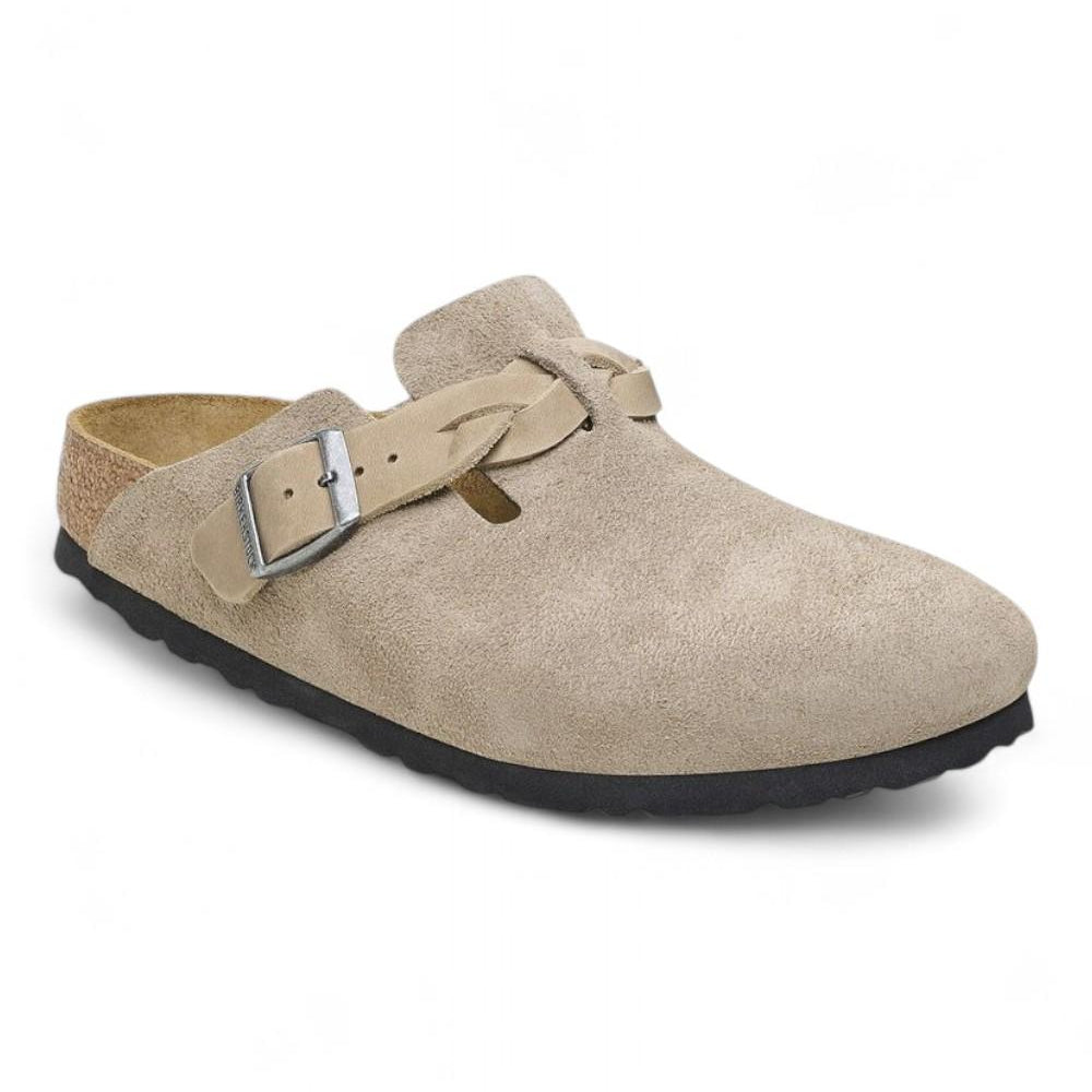 Sabot Boston Birkenstock Suede Braided Taupe 1026694 