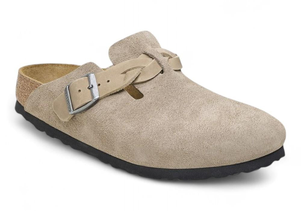 Sabot Boston Birkenstock Suede Braided Taupe 1026694 