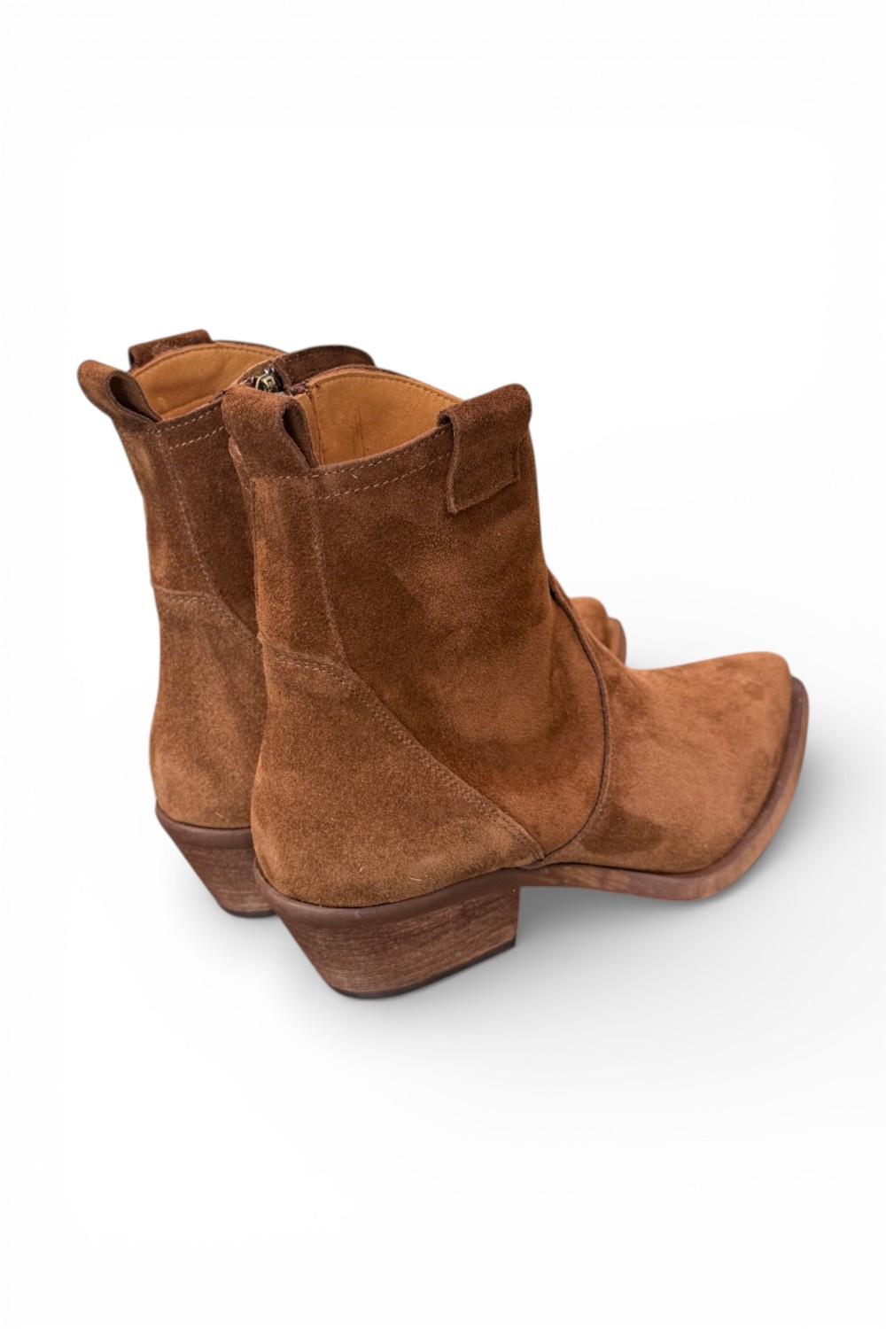 Stivaletto texano corto suede marrone Ranye<BR/> 