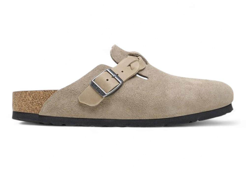 Sabot Boston Birkenstock Suede Braided Taupe 1026694 