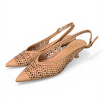 Slingback pelle laserata camel Bianca Di 