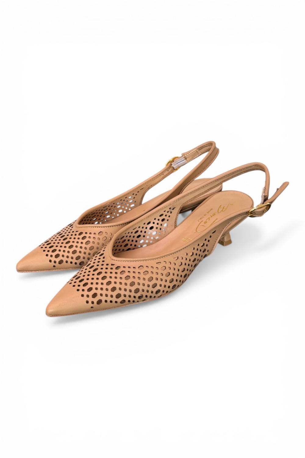Slingback pelle laserata camel Bianca Di 