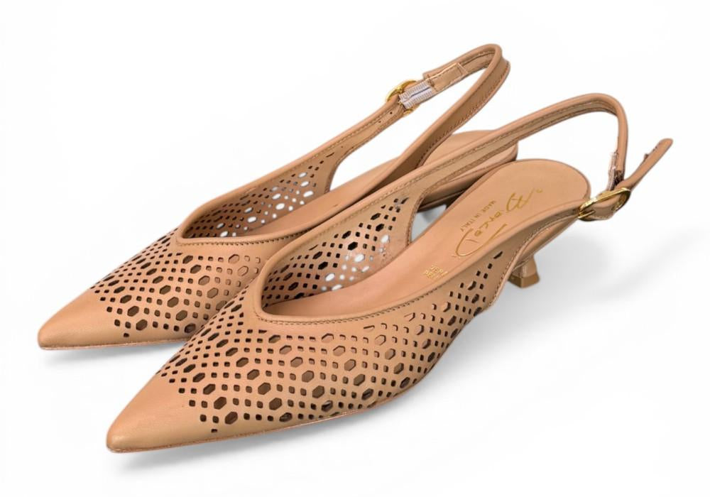 Slingback pelle laserata camel Bianca Di 