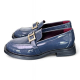 Mocassino vernice blu fibbia Lorenzo Mari<BR/> 