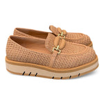 Mocassino rafia e pelle grano suola micro Bruno Premi<BR/> 