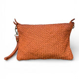 Borsina tracolla intreccio vintage cuoio scuro<BR/> 