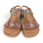 Sandalo camoscio beige pietre multicolor Alma en Pena<BR/> 