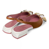 Slingback fibbia Lorenzo Mari cuoio latte<BR/> 