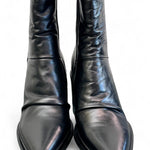 Stivaletto pelle nera arricciato tacco Mjus<BR/> 