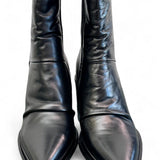 Stivaletto pelle nera arricciato tacco Mjus<BR/> 