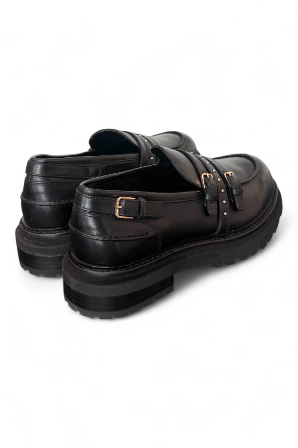 Mocassino donna pelle nera Janet 