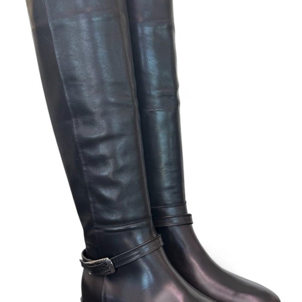 Stivale lungo pelle nera con fibbia Elisa Lanci<BR/> 