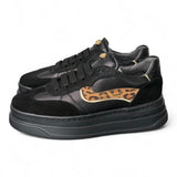 Sneaker donna pelle nera e leo Janet & Janet<BR/> 