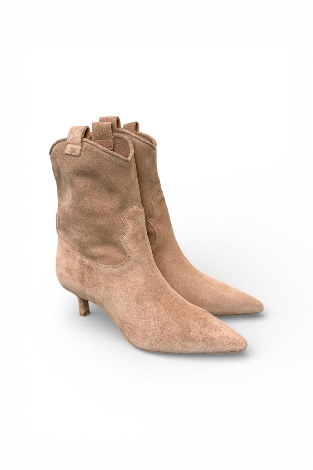 Stivaletto texano elegante suede beige 