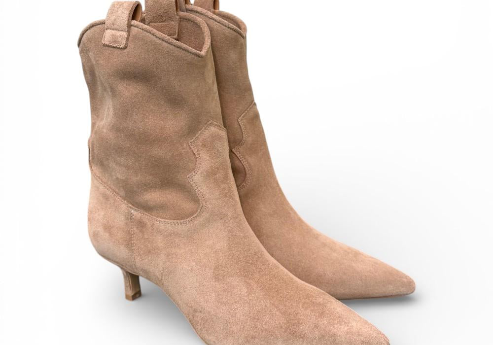 Stivaletto texano elegante suede beige 