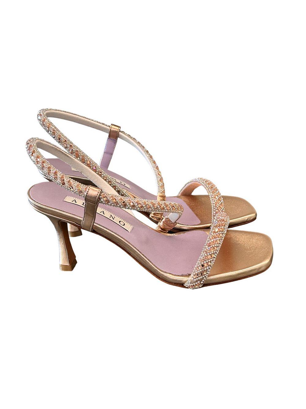 Sandalo strass trasversale rame Albano 