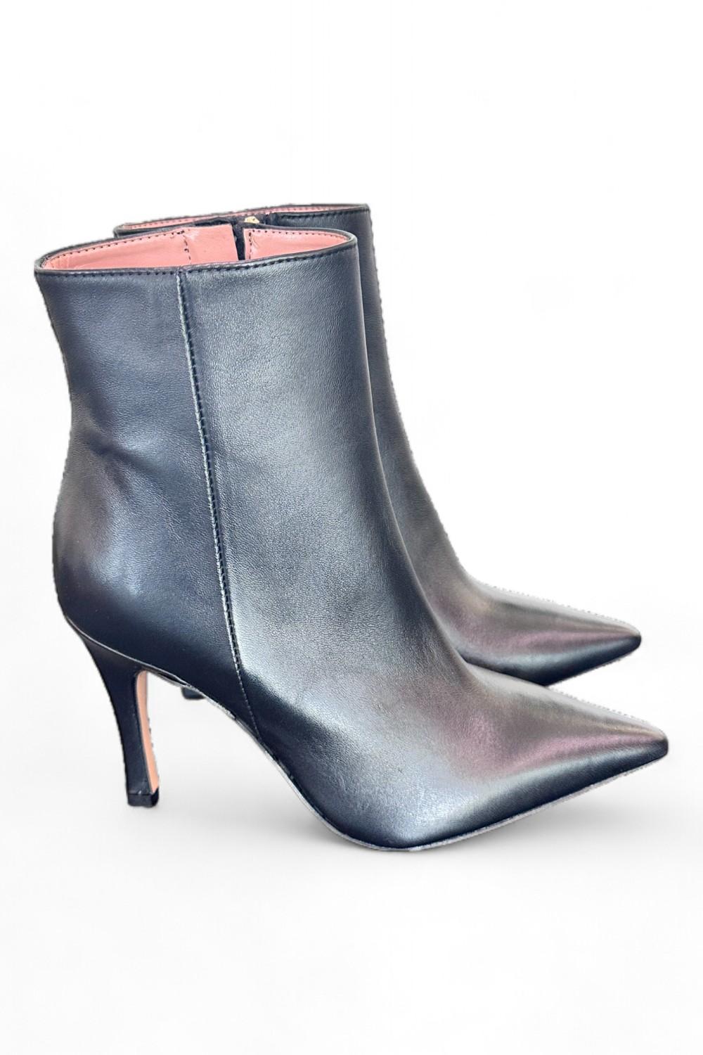 Tronchetto zip sfilato pelle nera Les Autres<BR/> 
