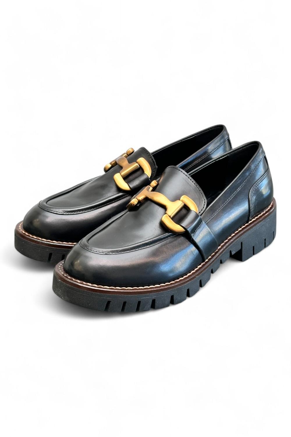 Mocassino accessorio pelle nera Anima 