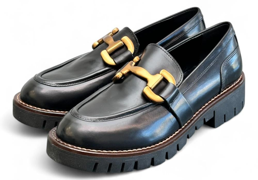 Mocassino accessorio pelle nera Anima 