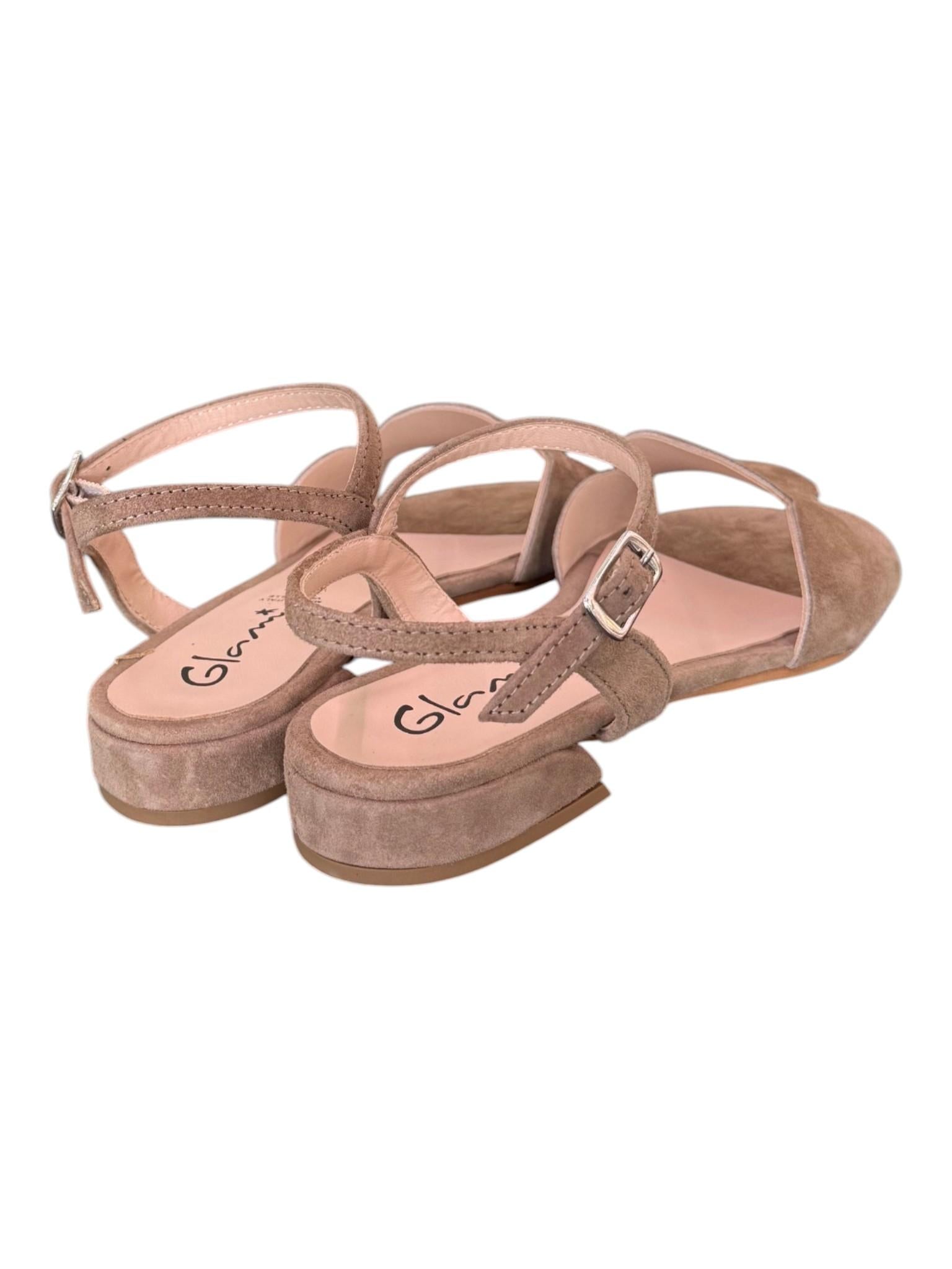 Sandalo cerchi suede terra Glam<BR/> 