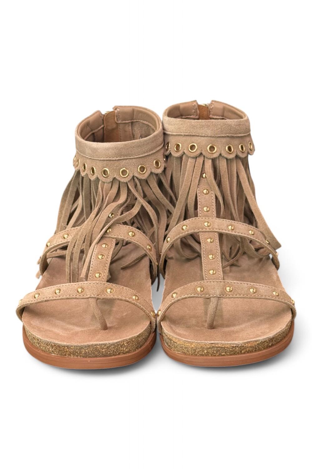 Sandalo beige con frange Emanuel Vee 