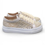 Sneaker donna uncinetto beige oro Stokton<BR/> 