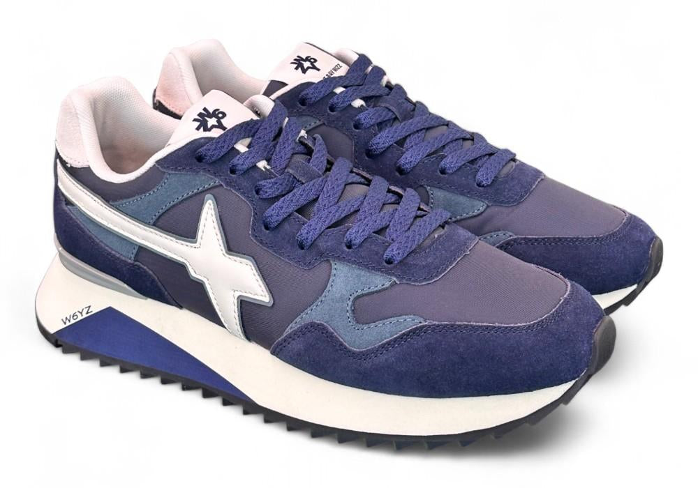 Sneaker uomo tessuto e suede blu bianco YAK W6YZ WIZZ 