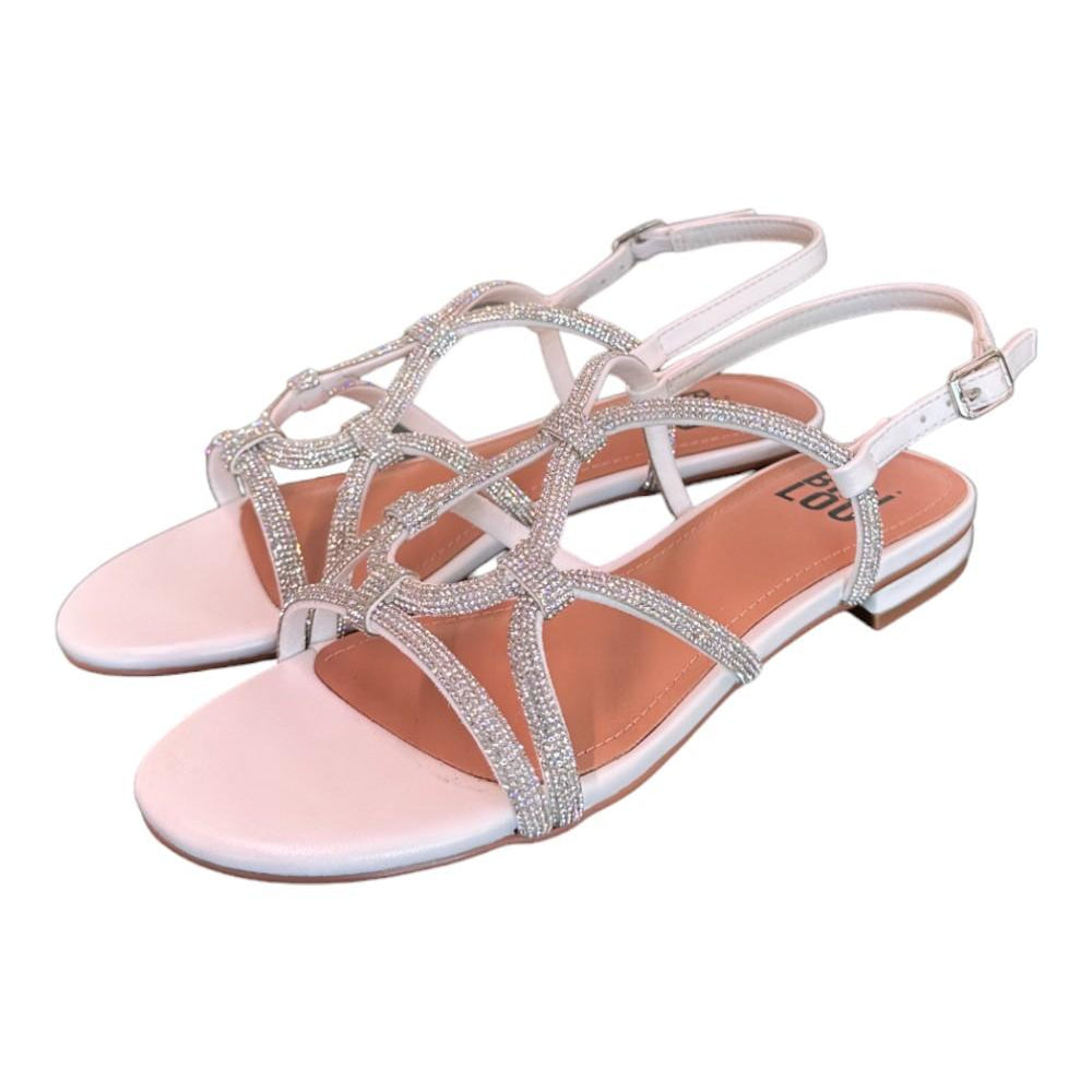 Sandalo incroci strass bianco argento Bibi Lou<BR/> 