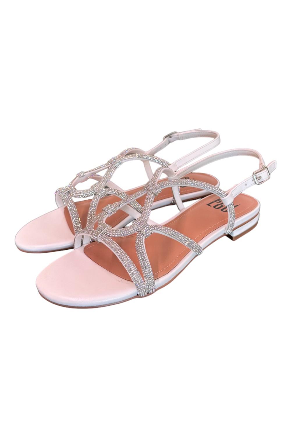 Sandalo incroci strass bianco argento Bibi Lou<BR/> 