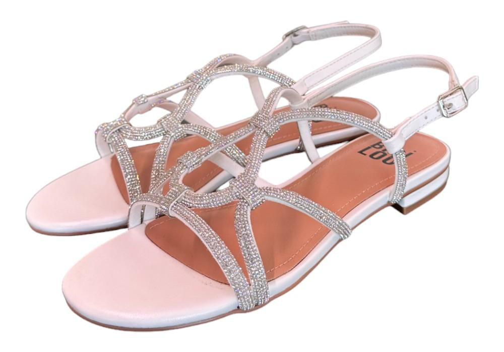 Sandalo incroci strass bianco argento Bibi Lou<BR/> 
