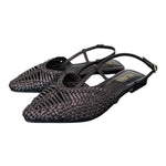 Slingback intrecciata pelle nera Elaya 