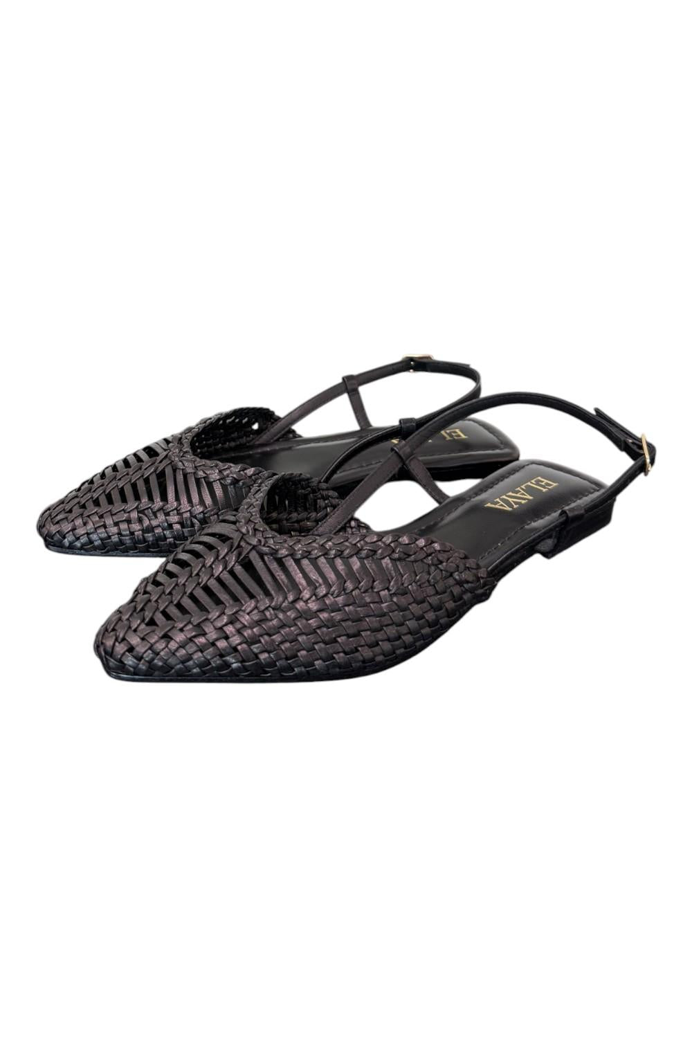 Slingback intrecciata pelle nera Elaya 