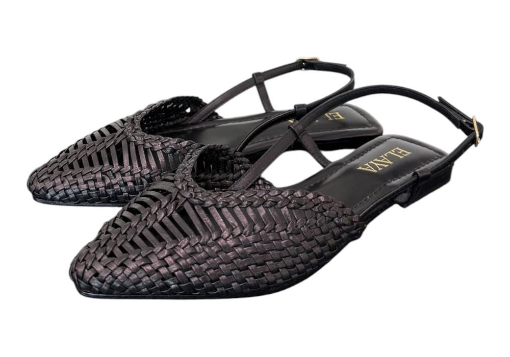 Slingback intrecciata pelle nera Elaya 