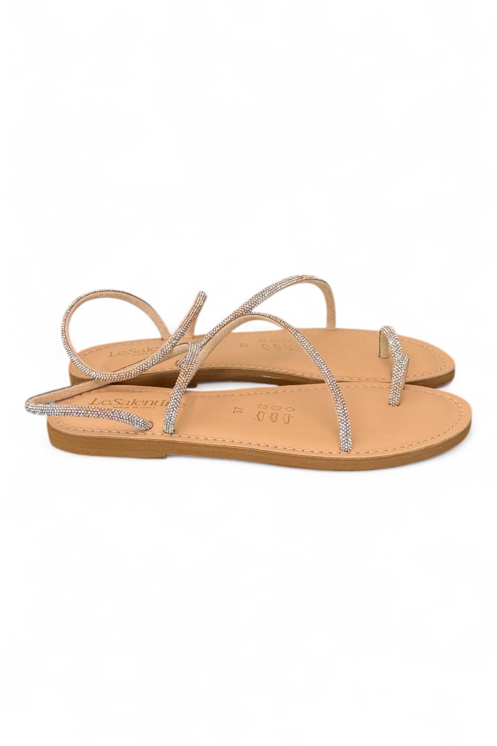 Sandalo infradito strass argento platino Le Salentine 