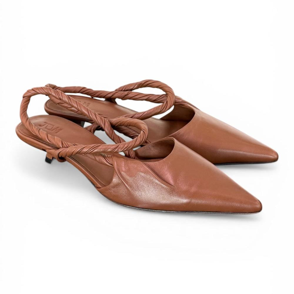 Slingback pelle marrone treccia  JVAM<BR/> 