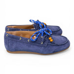Scarpa barca suede bluette Antica Bottega<BR/> 