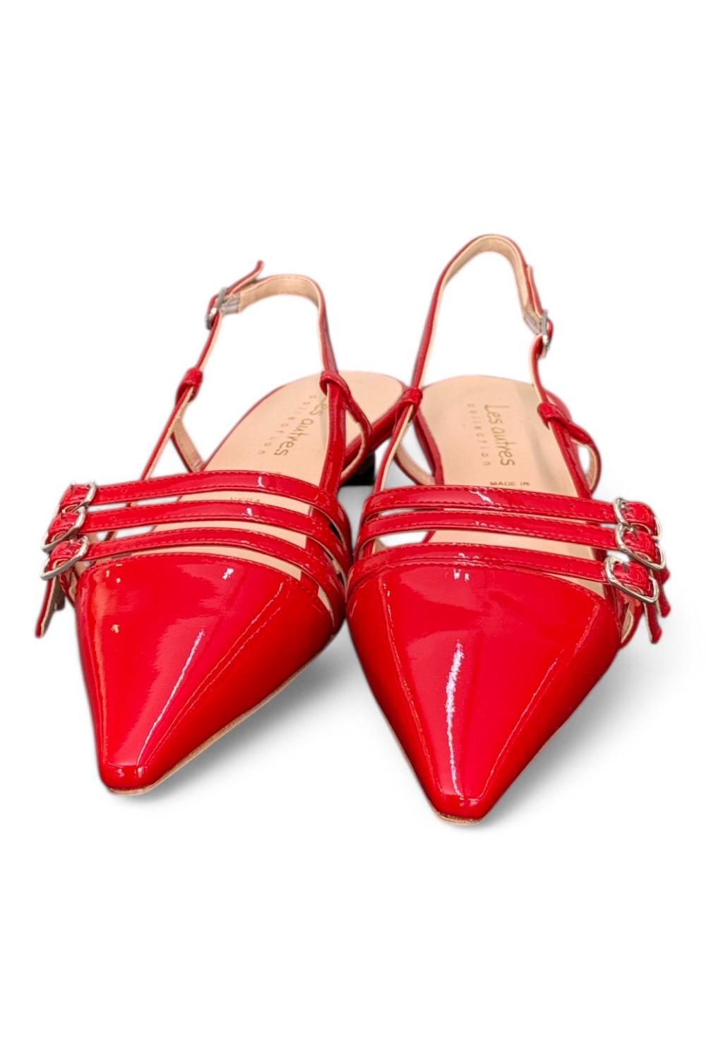 Slingback cintini vernice rossa  flat Les Autres<BR/> 