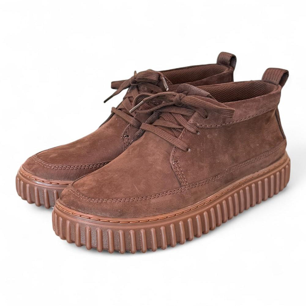 Polacco uomo Torhill Lace Hi Dark brown nabuk Clarks<BR/> 
