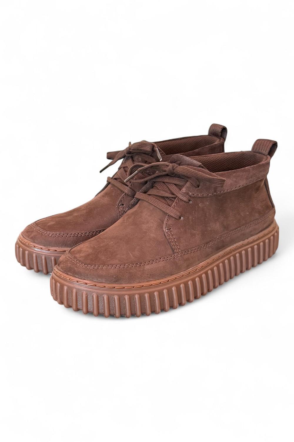 Polacco uomo Torhill Lace Hi Dark brown nabuk Clarks<BR/> 
