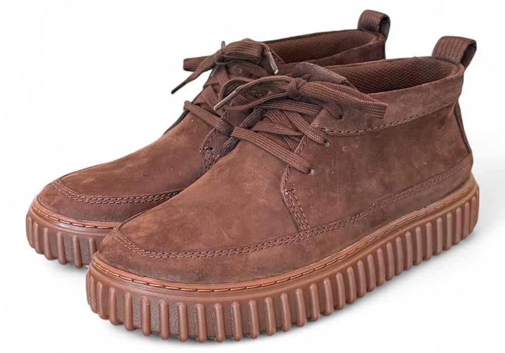Polacco uomo Torhill Lace Hi Dark brown nabuk Clarks<BR/> 