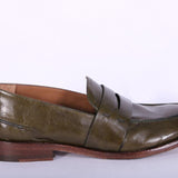 Mocassino cucitura pelle verde MRT<BR/> 