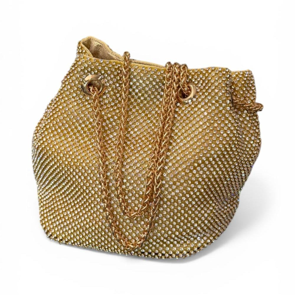 Pochette secchiello strass Scarlet platino 